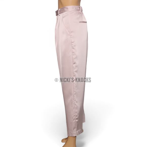 Jason Wu Champagne Satin High Waisted Pleated Front Tapered Dress Pants Size L - Picture 5 of 13